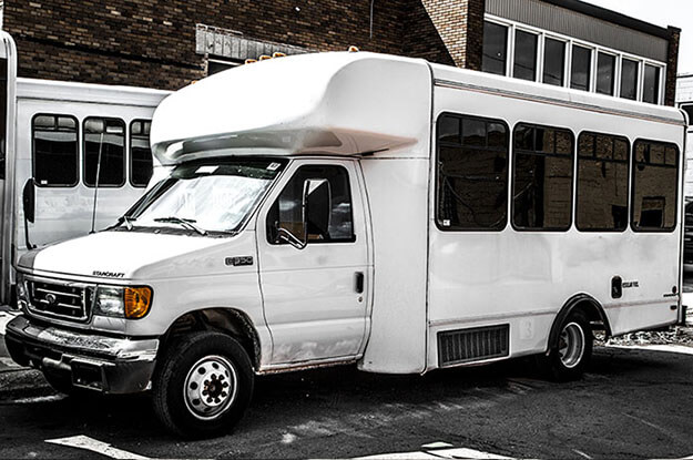 White limo bus exterior