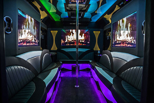 Limo bus with a dance pole